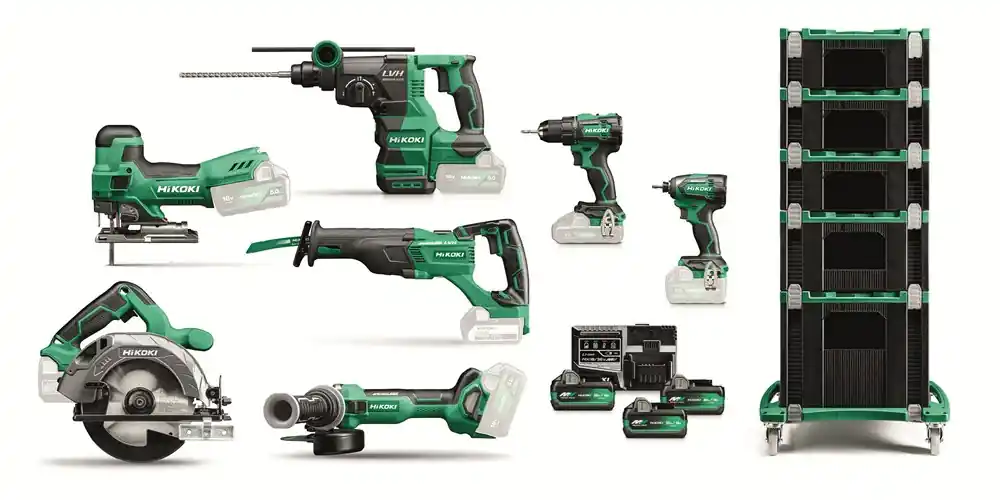 HiKOKI KC18H7B-MVA3 18V Machineset 7-delig in HSC met Trolley (3x MultiVolt 5,0Ah accu + lader) Koopje