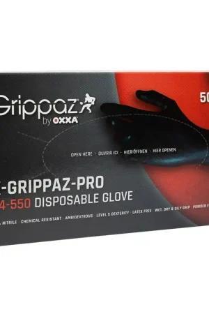 Rechtstreeks Van De Fabrikant OXXA Premium M-SAFE NITRIL GRIP HANDSCHOEN XL - DOOS 50 STUKS - ZWART