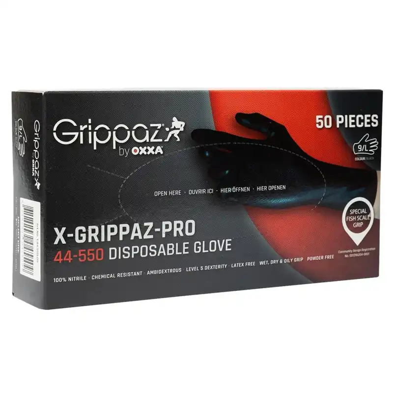 Rechtstreeks Van De Fabrikant OXXA Premium M-SAFE NITRIL GRIP HANDSCHOEN XL - DOOS 50 STUKS - ZWART