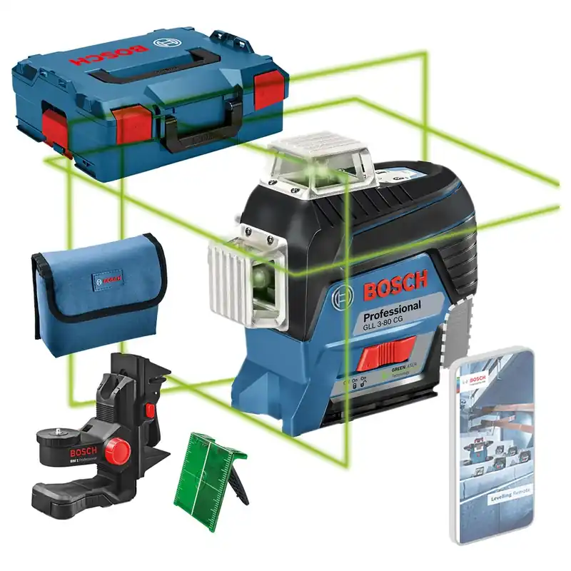 BOSCH GLL 3-80 CG LIJNLASER GLL 3-80 CG, C&G, LASERRICHTBORD, UNIVER Gereduceerde Prijs