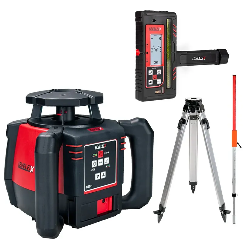 Nieuw LEVELFIX 860H HORIZONTALE BOUWLASERSET MET MM ONTVANGER EN STATIEF 1,8M