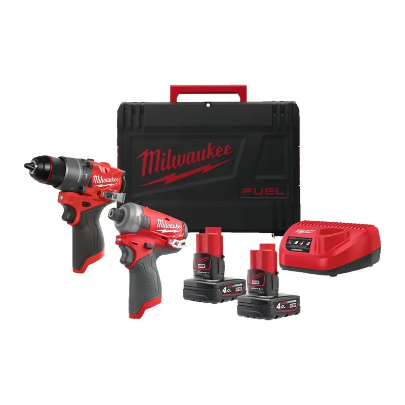 Goedkoop MILWAUKEE® MILWAUKEE M12 FPP2E2-402X M12 FUEL POWERPACK (M12 FPD, M12 FQID, 2 X M12B4 ACCU,