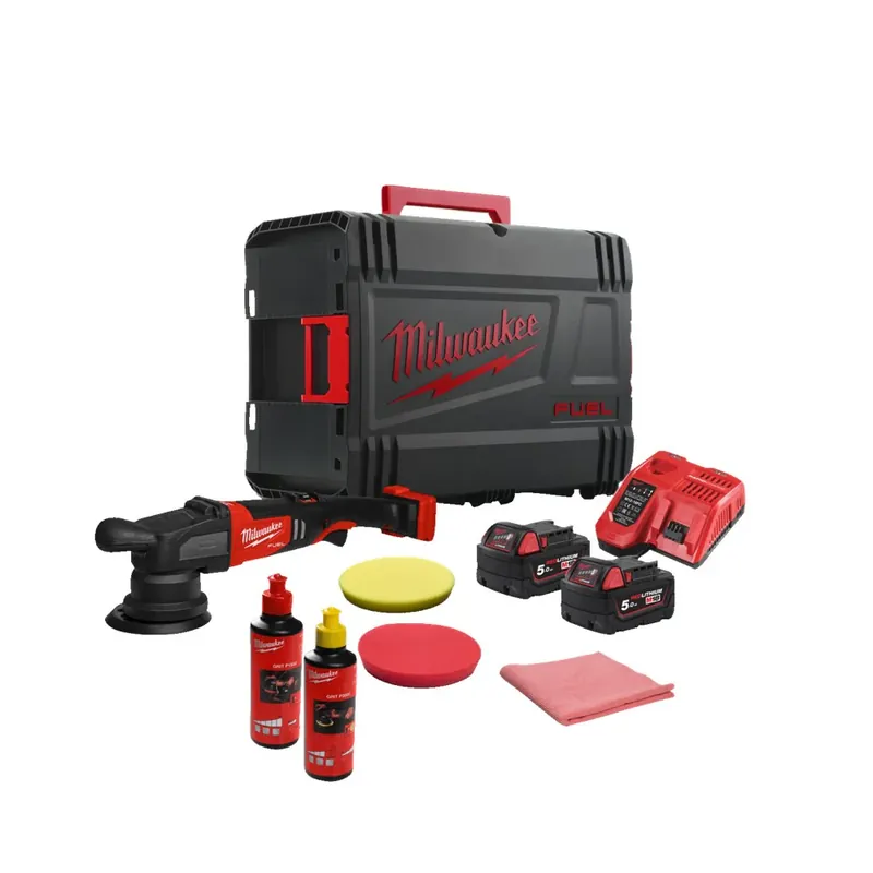 Superprijs MILWAUKEE M18 FROP15-502X KIT M18 FUEL EXCENTRISCHE POLIJSTMACHINE 15MM - M18B5