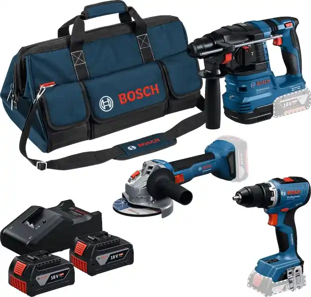 Uitverkoop Bosch GSR 18V-65 + GWS 18V-8 + GBH 18V-22 Accu Combiset - 0615A50094