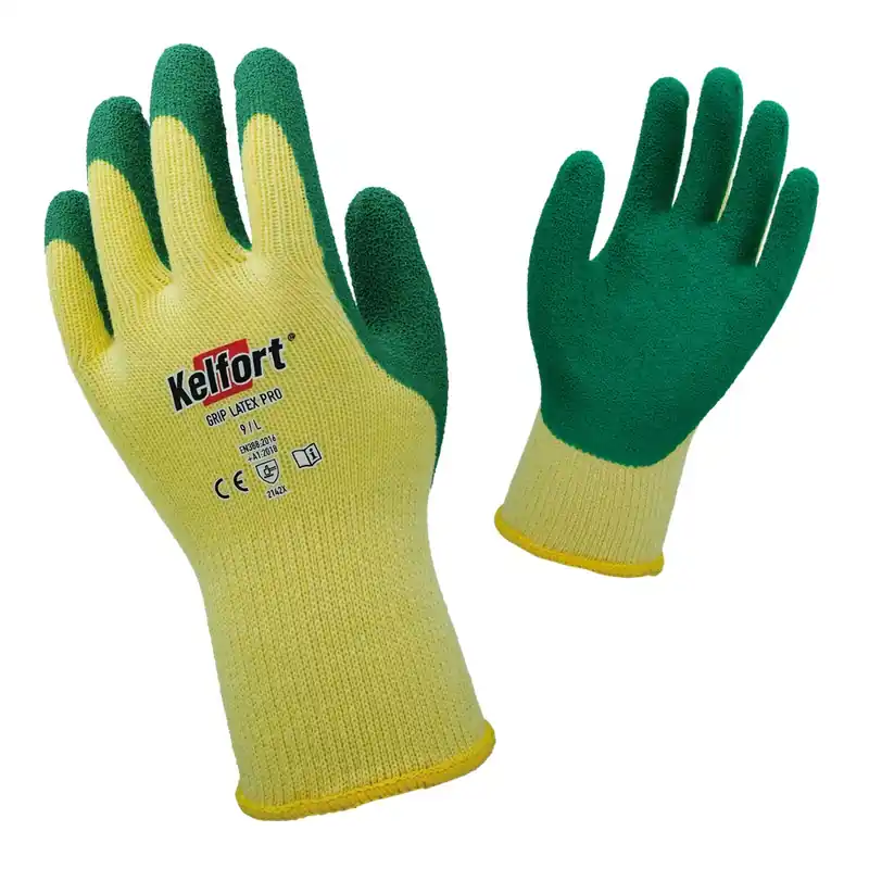 Speciale Aanbieding Kelfort WERKHANDSCHOEN GRIP LATEX - MAAT M (8) GEEL/GROEN
