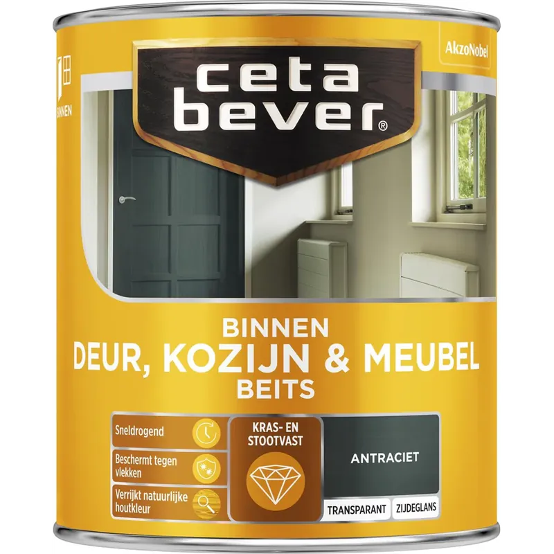 CetaBever Deur, Kozijn & Meubelbeits Zijdeglans Antraciet Finale Uitverkoop