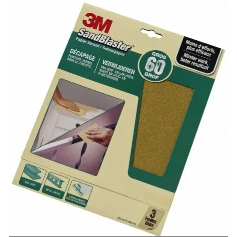 3M SandBlaster schuurpapier grof P60 3 stuks Uitverkoop