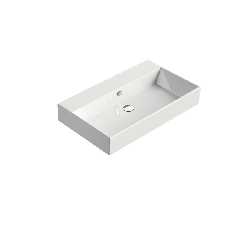 Catalano Premium wastafel 80x47 cm antibacterieel, voorzien voor 3 kraangaten, met overloop wit 0220800001 Tijdelijk Beschikbaar