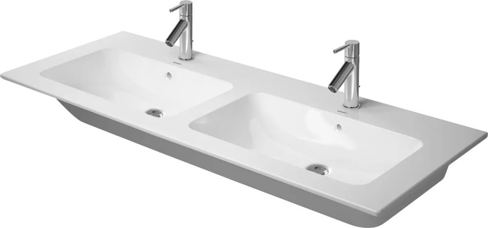 Direct Beschikbaar Duravit Starck Me wastafel dubbel m. 2x1 kraangat m. overloop 130x49cm wit 2336130000