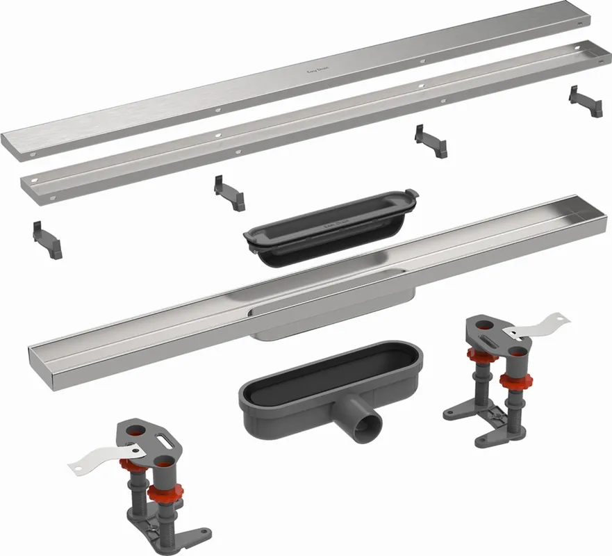 Beste Prijs Easy Drain Compact Clean RVS douchegoot 70 cm met dryphon en RVS zero rooster zijuitloop inbouwdiepte = 75mm waterslot = 30mm EDCOM30ZTDRY700