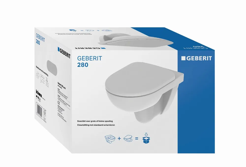 Geberit 280 Basic combipack wandcloset met zitting diepspoel 53cm wit S8P01400000G Express Levering