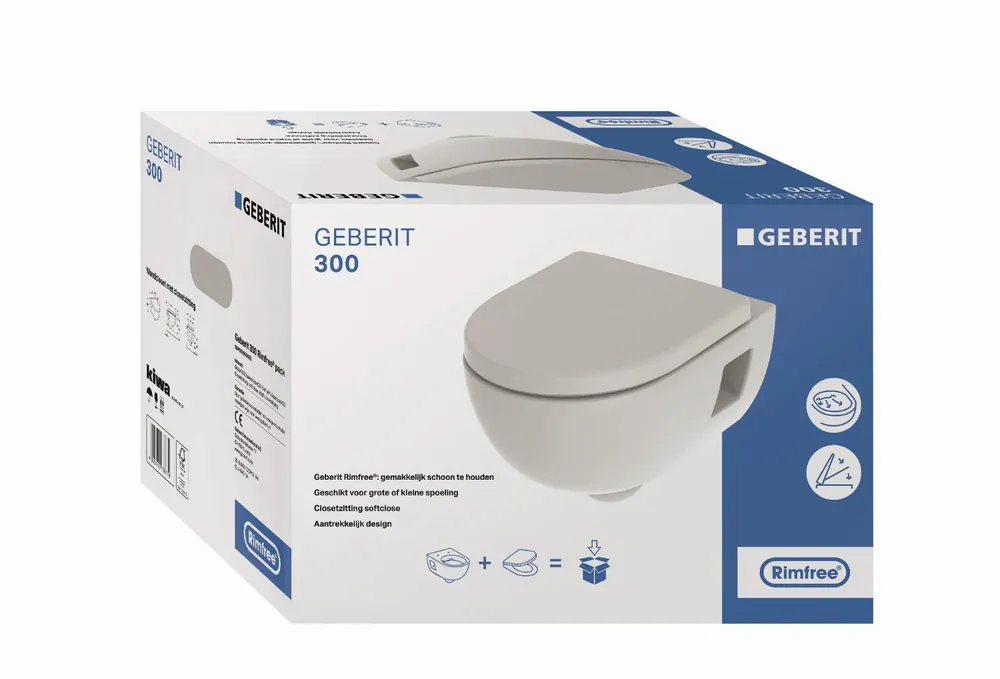 Geberit 300 Basic combipack diepspoel zonder spoelrand 53cm wit S8P00090000G Actieprijs