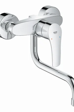 Beperkt Aanbod Grohe Eurosmart keukenkraan wandmodel m. koppelingen m. onderuitloop chroom 31391003