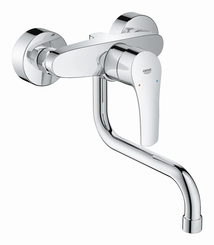 Beperkt Aanbod Grohe Eurosmart keukenkraan wandmodel m. koppelingen m. onderuitloop chroom 31391003