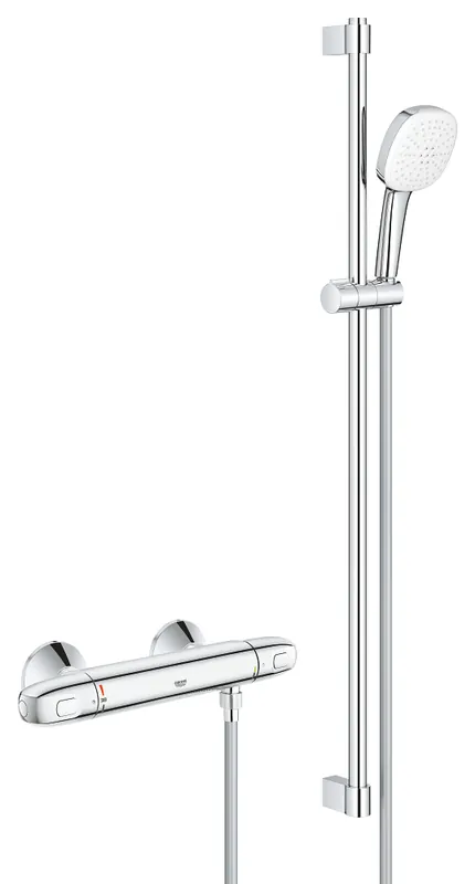 Grohe Grohtherm 1000 New comfortset m. douchethermostaat m. koppelingen HOH=15cm m. glijstang 90cm en handdouche m. 2 straalsoorten chroom 34824005 Shop Nu
