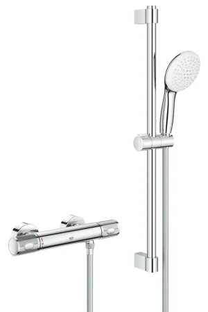 Aanbieding Grohe Grohtherm 1000 Performance comfortset m. douchethermostaat m. koppelingen HOH=15cm m. glijstang 60cm en handdouche m. 2 straalsoorten chroom 34834001