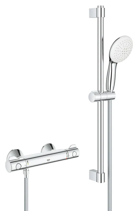 Favoriet Grohe Grohtherm 800 comfortset m. douchethermostaat m. koppelingen HOH=15cm m. glijstang 60cm en handdouche m. 2 straalsoorten chroom 34565002