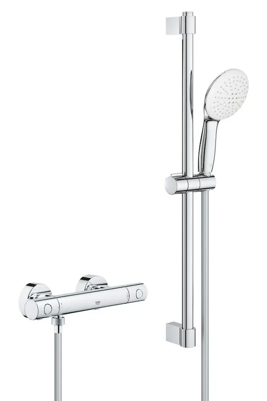 Beperkt Aanbod Grohe Grohtherm 800 Cosmopolitan comfortset m. douchethermostaat m. koppelingen HOH=15cm m. glijstang 60cm en handdouche m. 2 straalsoorten chroom 34768001