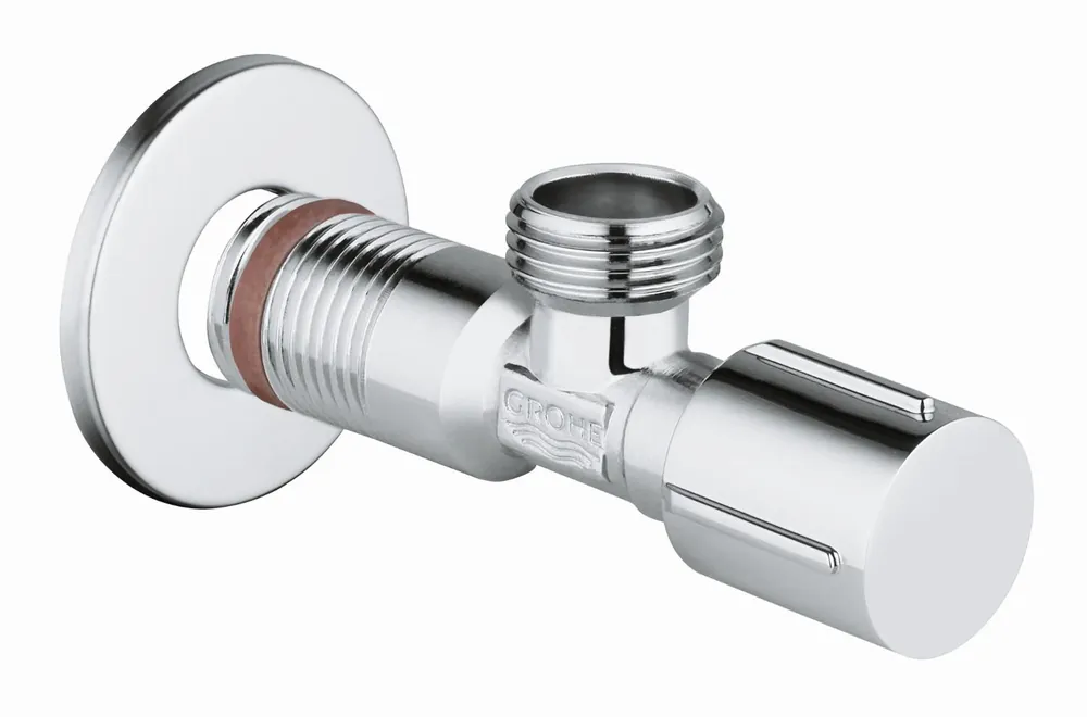 Finale Uitverkoop Grohe hoekstopkraan buitendraad 1/2"x1/2" met teflon dichtingsring en metalen greep chroom 22043000