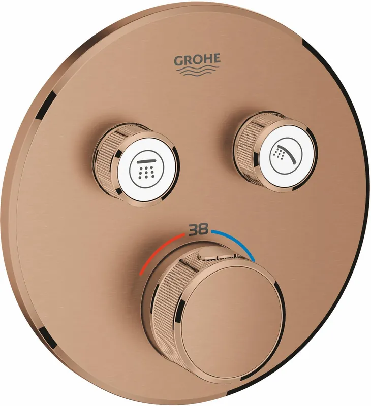 Grohe SmartControl afbouwdeel v. inbouwkraan thermostatisch m. omstel v. 2 functies rond brushed warm sunset 29119DL0 Voordeelprijs