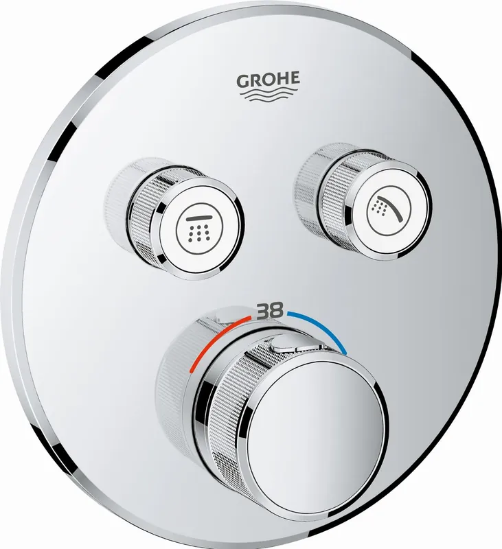 Shop Nu Grohe SmartControl afbouwdeel v. inbouwkraan thermostatisch m. omstel v. 2 functies rond chroom 29119000