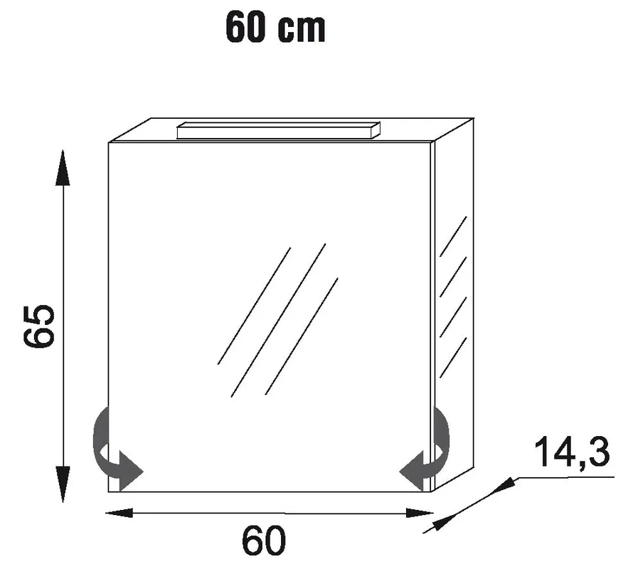 Sanijura Ice Box spiegelkast met LED verlichting, spiegel dubbelzijdig 600 x 141mm links 934141 Premium