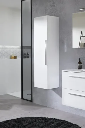 Sanijura Mundo, wastafel keramiek, wasbak midden,meubel melamine,2x lade, greep Allure, 600 x 460mm (BxD), mat zwart Beperkt Aanbod