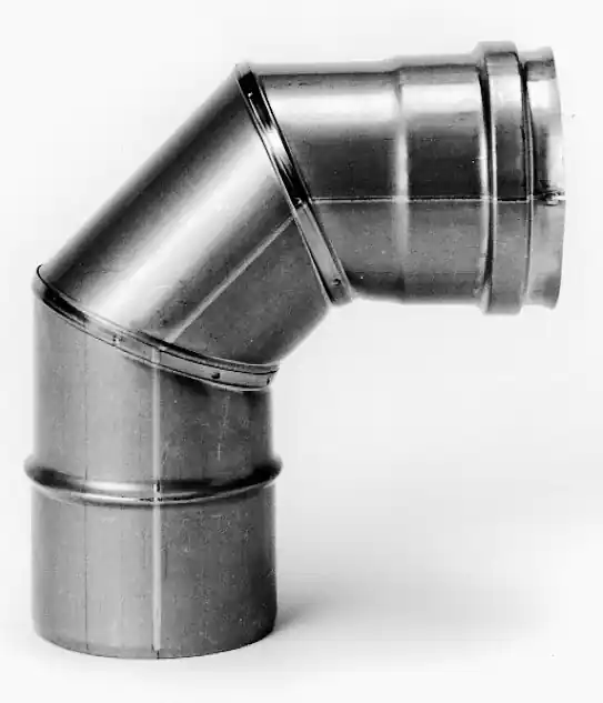 Snelle Levering Burgerhout rookgasbocht 90° 100 mm mof x spie enkelwandig rvs 400451335