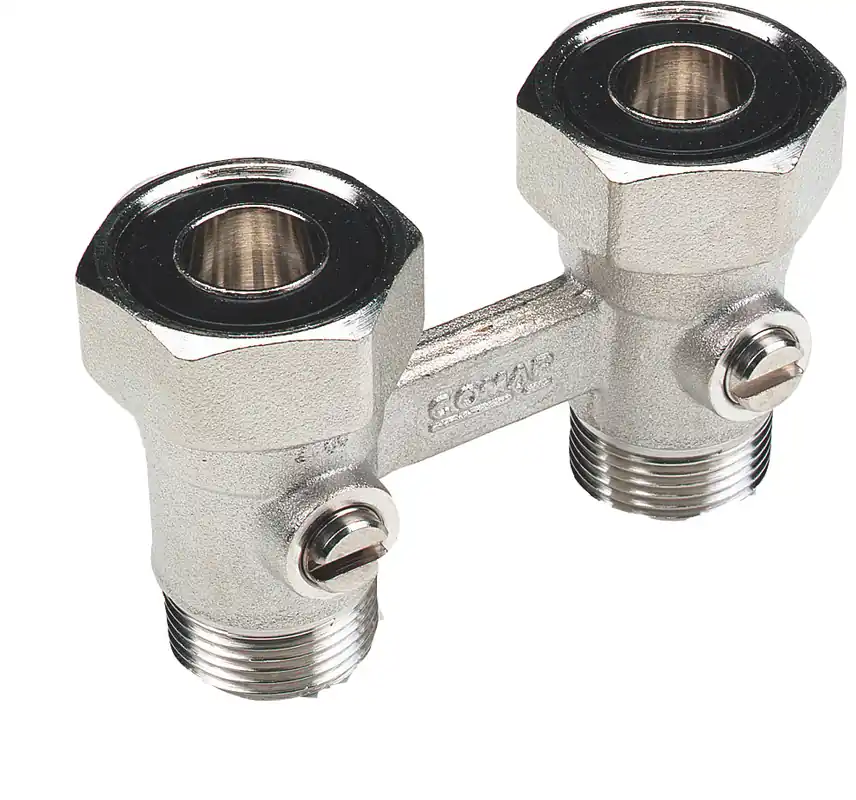 Beste Prijs Comap H-onderblok, recht, messing, vernikkeld, 3/4" binnendraad, M22, tweepijp, hartafstand 50mm, lengte 50mm