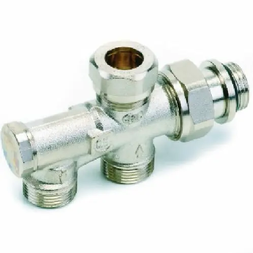 Comap zij- onderblok 1-pijps 1/2" Recht. Afsluitbaar en inregelbaar. Buisaansluiting M22. HOH 35mm Must-Have