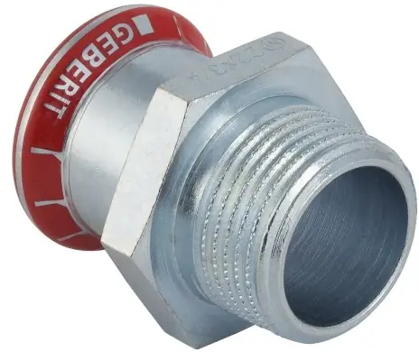 Snelle Levering Geberit Mapress, Puntstuk, recht, 1-delig, C-staal, met CIIR afdichtring, 35mm x R1mm (persmof x buitendraad)
