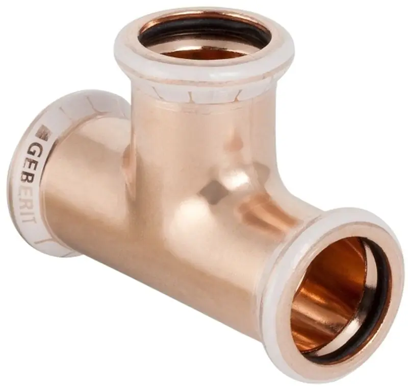 Geberit Mapress, T-stuk, 90 graden, koper, met CIIR afdichtring, 42mm x 42mm x 42mm (persmof x persmof x persmof) Fabrieksprijs