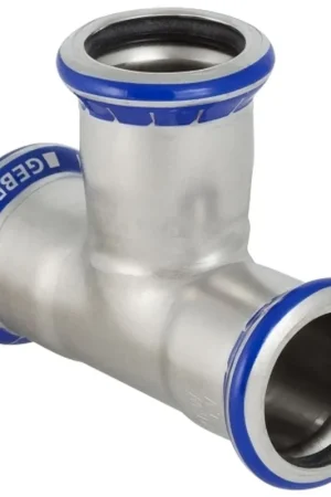 Merkproduct Geberit Mapress, T-stuk, 90 graden, RVS 316, met CIIR afdichtring, 12mm x 12mm x 12mm (persmof x persmof x persmof)