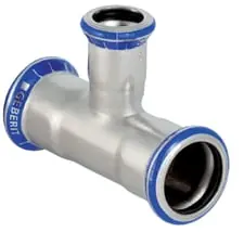 Geberit Mapress, T-stuk, 90 graden, RVS 316, met CIIR afdichtring, 28mm x 22mm x 28mm (persmof x persmof x persmof) Must-Have