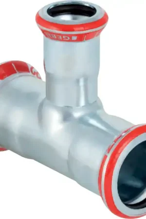 Direct Verzonden Geberit Mapress, Verloop T-stuk, 90 graden, C-staal, met CIIR afdichtring, 54mm x 35mm x 54mm (persmof x persmof x persmof)