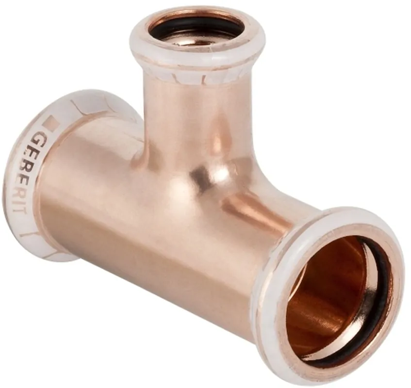 Bestseller Geberit Mapress, Verloop T-stuk, 90 graden, koper, met CIIR afdichtring, 22mm x 12mm x 22mm (persmof x persmof x persmof)