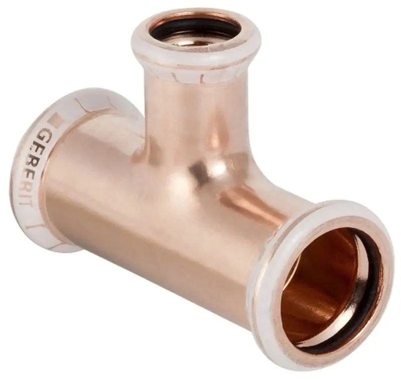 Dagaanbieding Geberit Mapress, Verloop T-stuk, 90 graden, koper, met CIIR afdichtring, 28mm x 22mm x 28mm (persmof x persmof x persmof)