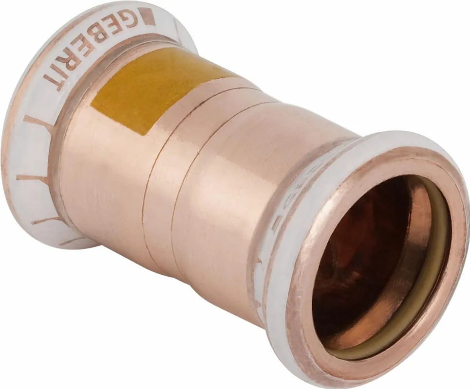 Geberit Mapress, Sok, gas, recht, 1-delig, koper, met HNBR afdichtring, 22mm x 22mm (persmof x persmof) Gecertificeerd