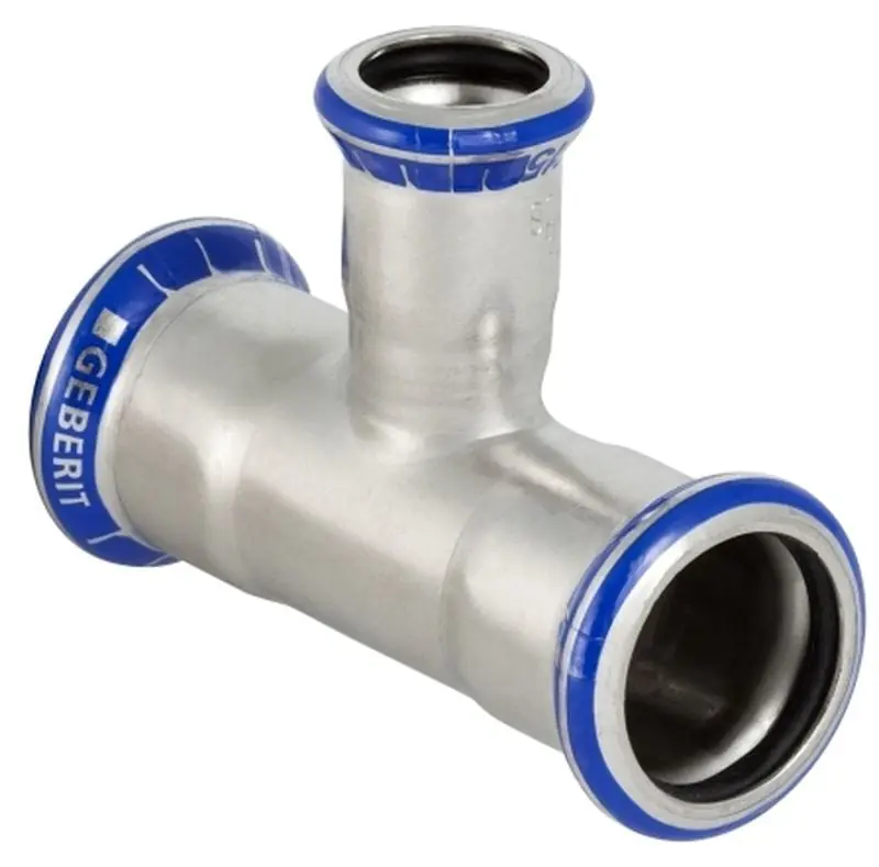 Geberit Mapress, Verloop T-stuk, 90 graden, RVS 316, met CIIR afdichtring, 22mm x 12mm x 22mm (persmof x persmof x persmof) Koop Vandaag