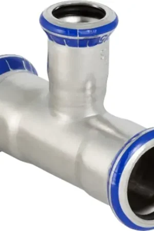 Tijdelijk Beschikbaar Geberit Mapress, Verloop T-stuk, 90 graden, RVS 316, met CIIR afdichtring, 54mm x 42mm x 54mm (persmof x persmof x persmof)