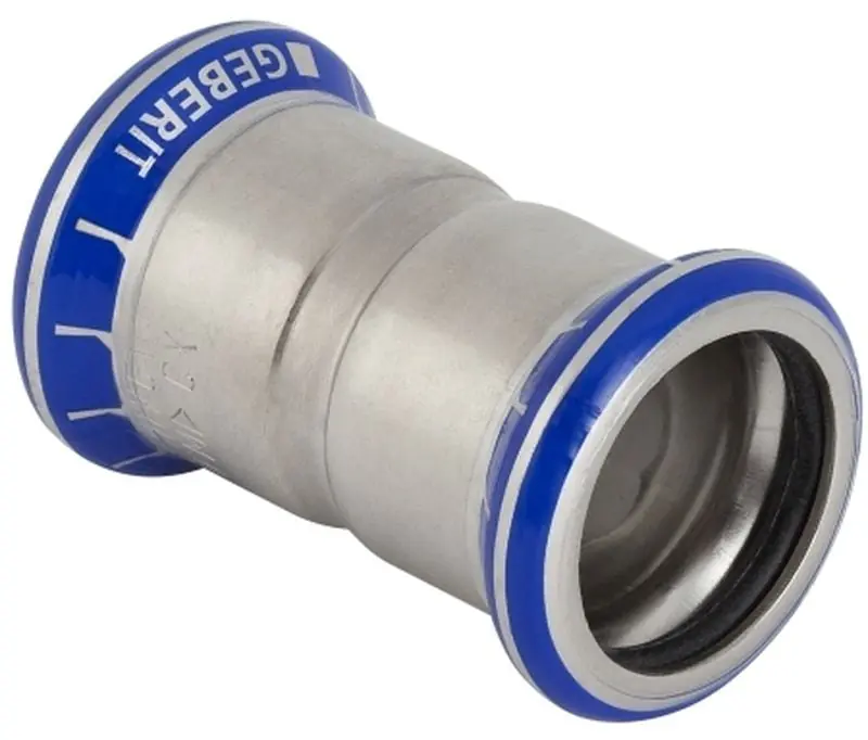 Geberit Mapress, Sok, recht, 1-delig, RVS 316, met CIIR afdichtring, 12mm x 12mm (persmof x persmof) Tijdelijk Beschikbaar