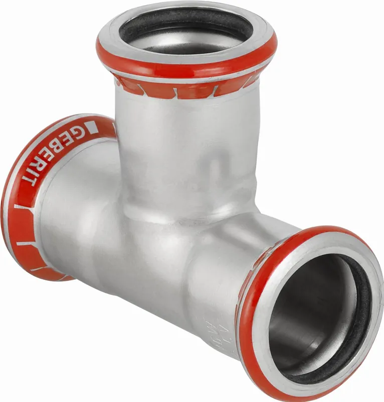 Geberit Mapress, T-stuk, 90 graden, C-staal, met CIIR afdichtring, 35mm x 35mm x 35mm (persmof x persmof x persmof) Merkproduct