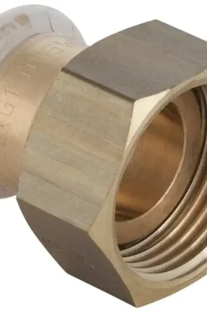 Veilige Betaling Geberit Mapress, Vlakke koppeling, recht, 2-delig, brons, met CIIR afdichtring, 22mm x G1" (persmof x wartelmoer)