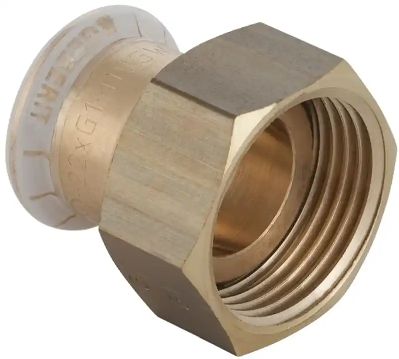 Geberit Mapress, Vlakke koppeling, recht, 2-delig, brons, met CIIR afdichtring, 28mm x G1.1/2" (persmof x wartelmoer) Koop Online
