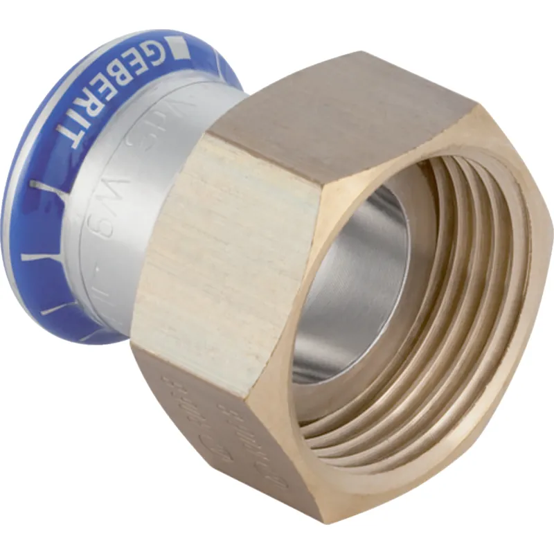 Geberit Mapress, Vlakke koppeling, recht, 2-delig, RVS 316, met CIIR afdichtring, 28mm x G1" (persmof x wartelmoer) Bestseller
