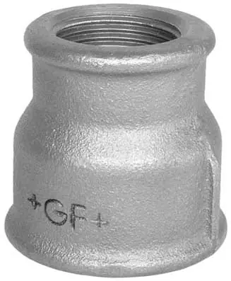 Georg Fisher 240 rechte koppeling, soknippel verlopend 1 1/2" x 1 (binnendraad x binnendraad) gegalvaniseerd FM Koopje