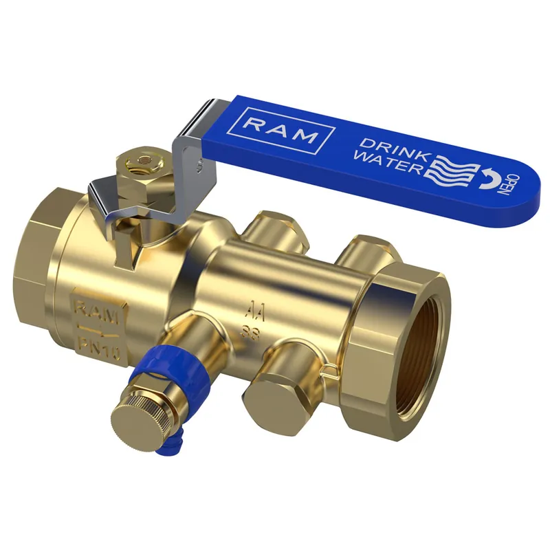 Raminex TBE-EA RAM terugstroombeveiliging klasse EA bi.dr. 1"x1" 111mm dn15, kiwa hendel blauw 280319 Gecertificeerd