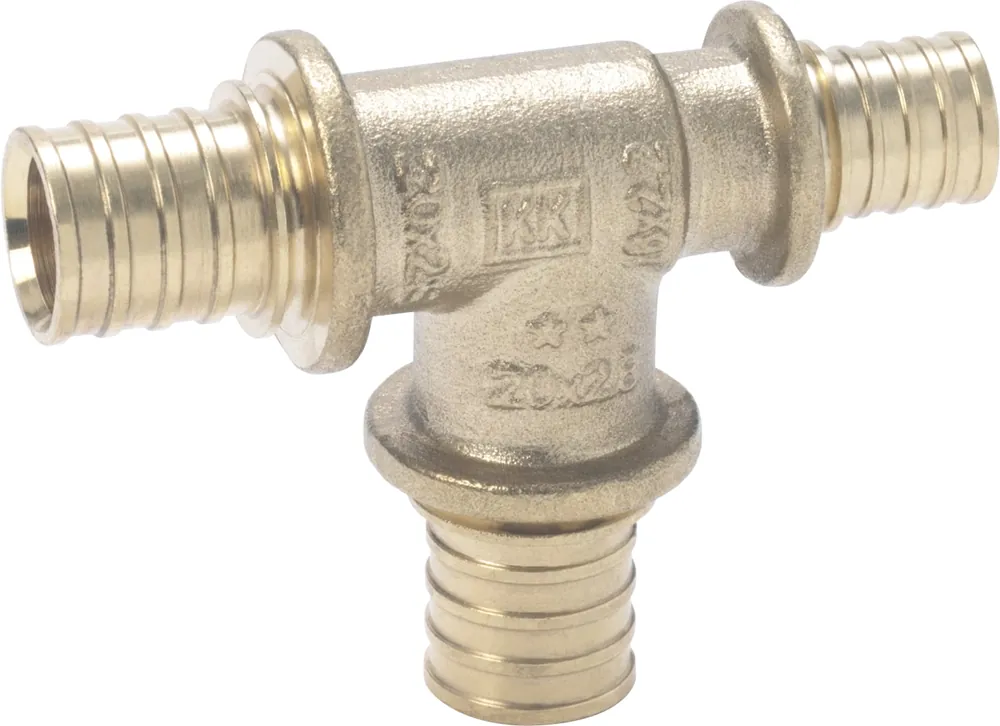 Rehau Rautitan LX fitting messing T-stuk, 16 x 16 x 12mm (schuif x schuif x schuif) Actieprijs