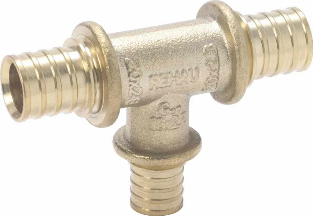 Uitverkoop Rehau Rautitan LX fitting messing T-stuk, 20 x 12 x 20mm (schuif x schuif x schuif) 11680331001