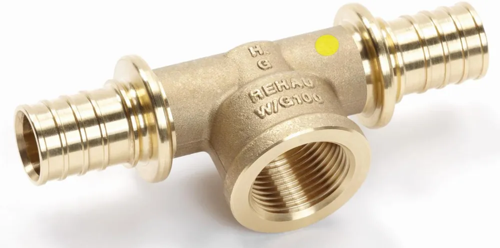 Rehau Rautitan LX+Gfitting messing T-stuk, 25 x 3/4"bi x 25mm (schuif x binnendraad x schuif) Koopje